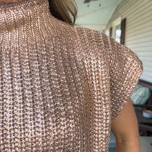 Load image into Gallery viewer, Rose Gold Metallic Short Sleeve Sweater