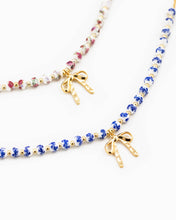 Load image into Gallery viewer, Ceramic Blue Bead Bow Pendant Necklace