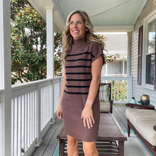 Load image into Gallery viewer, Mocha Stripe Sweater Dress