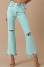 Load image into Gallery viewer, Aqua Dye Wash High Rise Crop Flare Jeans - TwoTwentyTwo Market