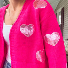 Load image into Gallery viewer, Be Mine Sequin Heart Cardigan - TwoTwentyTwo Market