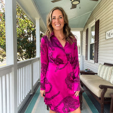 Load image into Gallery viewer, Magenta Leopard Collar Dress - TwoTwentyTwo Market