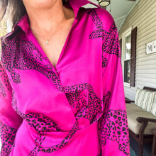 Load image into Gallery viewer, Magenta Leopard Collar Dress - TwoTwentyTwo Market