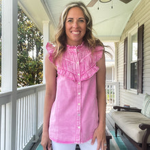 Load image into Gallery viewer, Pink Denim Ruffle Top - TwoTwentyTwo Market
