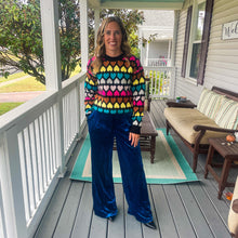 Load image into Gallery viewer, Teal Blue Wide Leg Velvet Pants - TwoTwentyTwo Market