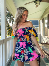 Load image into Gallery viewer, Tropical Print Smocked Romper