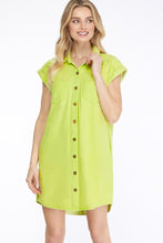 Load image into Gallery viewer, Lime Denim Button Shirt Dress