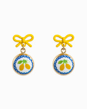 Load image into Gallery viewer, Ceramic Lemon Pop Bow Earrings