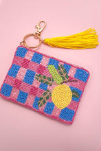 Load image into Gallery viewer, CHECKER FRUIT SEED BEAD COIN TASSEL PURSE