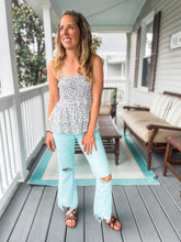 Load image into Gallery viewer, Aqua Dye Wash High Rise Crop Flare Jeans - TwoTwentyTwo Market