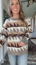 Load and play video in Gallery viewer, Geometric Fair Isle Sweater Mocha
