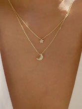 Load image into Gallery viewer, Crescent Moon And Star Charm Necklace - TwoTwentyTwo Market