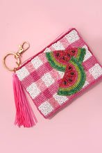 Load image into Gallery viewer, CHECKER FRUIT SEED BEAD COIN TASSEL PURSE
