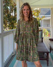 Load image into Gallery viewer, Olive Floral Print Dress - TwoTwentyTwo Market
