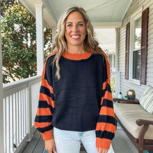 Load image into Gallery viewer, Black &amp; Orange Stripe Sweater
