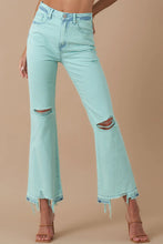 Load image into Gallery viewer, Aqua Dye Wash High Rise Crop Flare Jeans