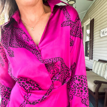 Load image into Gallery viewer, Magenta Leopard Collar Dress - TwoTwentyTwo Market
