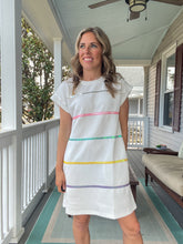 Load image into Gallery viewer, Sequin Stripes Off White Dress
