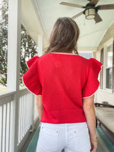 Load image into Gallery viewer, Red Ruffle Knit Top

