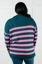 Load image into Gallery viewer, Well Situated Striped Quarter Zip Sweater in Green and Pink
