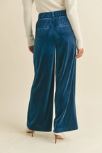 Load image into Gallery viewer, Teal Blue Wide Leg Velvet Pants - TwoTwentyTwo Market
