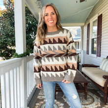 Load image into Gallery viewer, Geometric Fair Isle Sweater Mocha - TwoTwentyTwo Market
