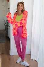 Load image into Gallery viewer, Noticed in Neon Checkered Cardigan in Pink and Orange