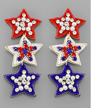 Load image into Gallery viewer, 3 US Flag Star Earrings - TwoTwentyTwo Market